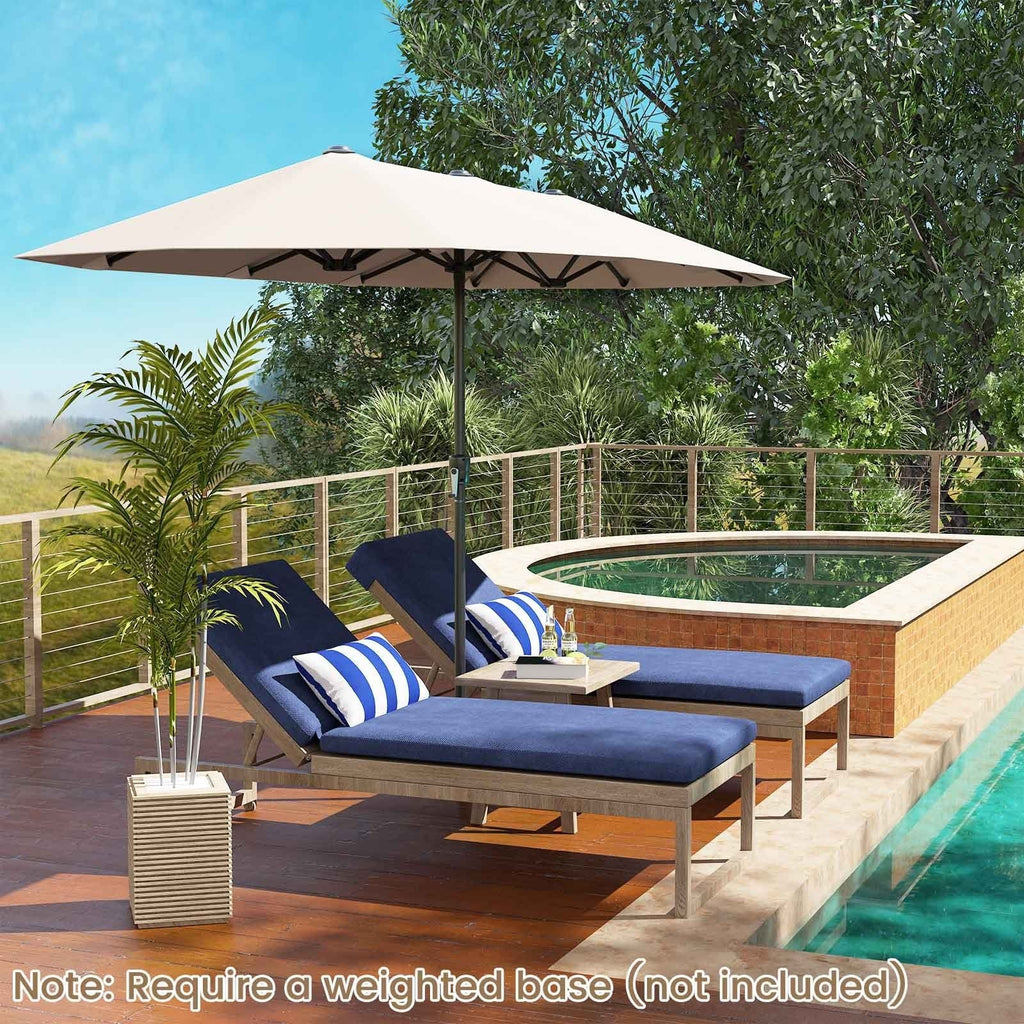 13 FT Large Patio Umbrella Outdoor Double-Sided Table Market Umbrella with Crank Handle-Beige