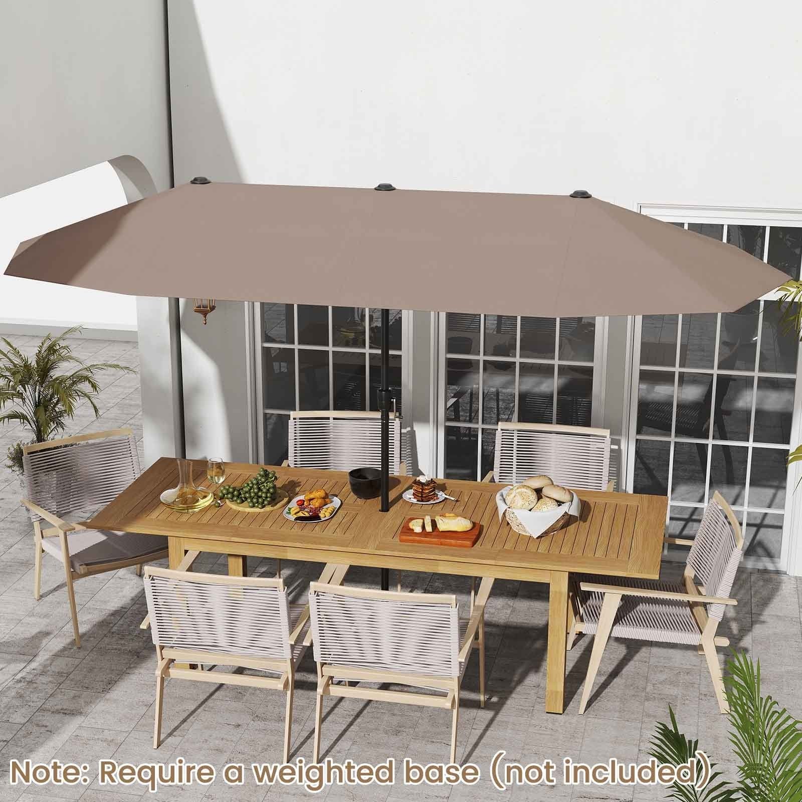 13 FT Large Patio Umbrella Outdoor Double-Sided Table Market Umbrella with Crank Handle-Beige