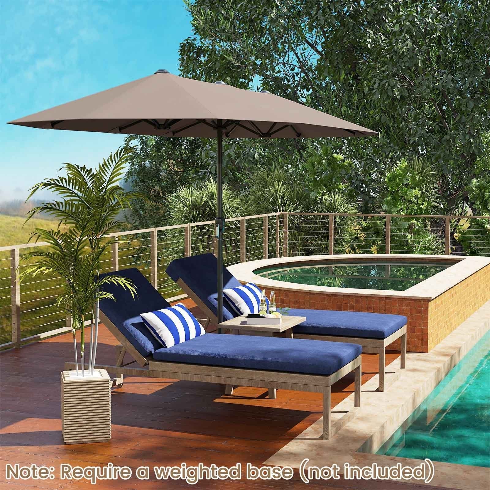 13 FT Large Patio Umbrella Outdoor Double-Sided Table Market Umbrella with Crank Handle-Beige