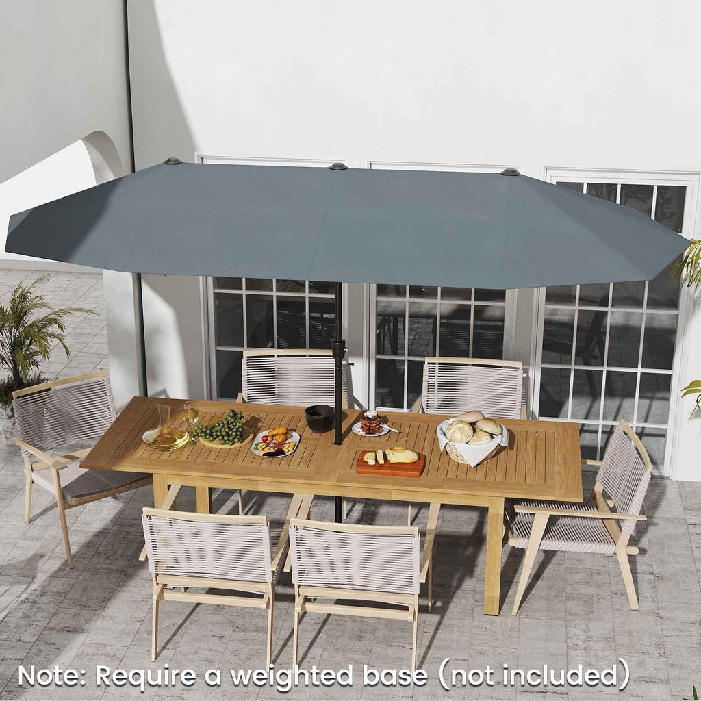 13 FT Large Patio Umbrella Outdoor Double-Sided Table Market Umbrella with Crank Handle-Beige