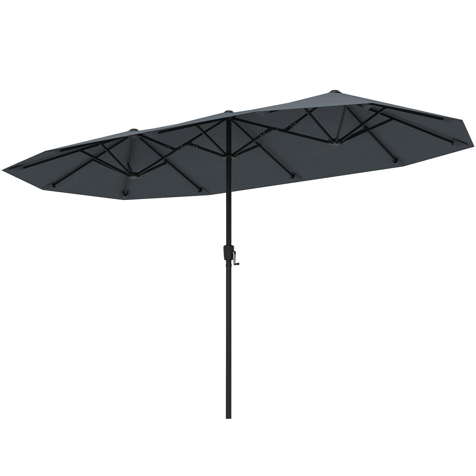 13 FT Large Patio Umbrella Outdoor Double-Sided Table Market Umbrella with Crank Handle-Beige