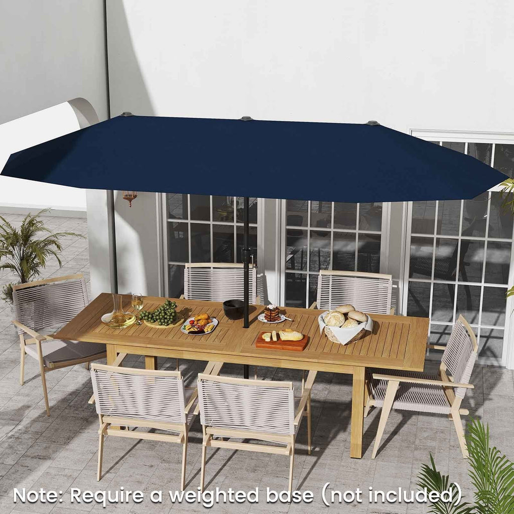 13 FT Large Patio Umbrella Outdoor Double-Sided Table Market Umbrella with Crank Handle-Beige