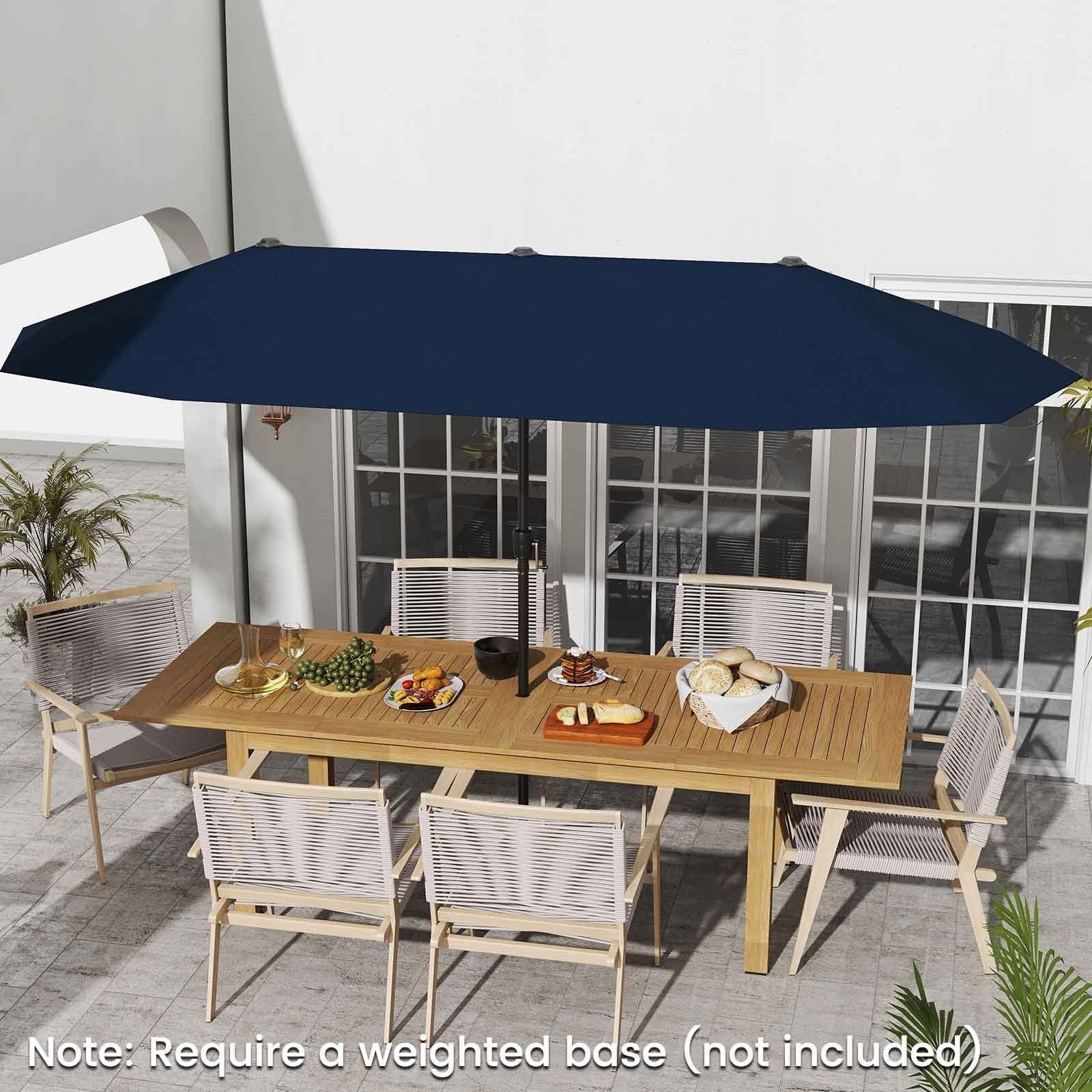 13 FT Large Patio Umbrella Outdoor Double-Sided Table Market Umbrella with Crank Handle-Beige