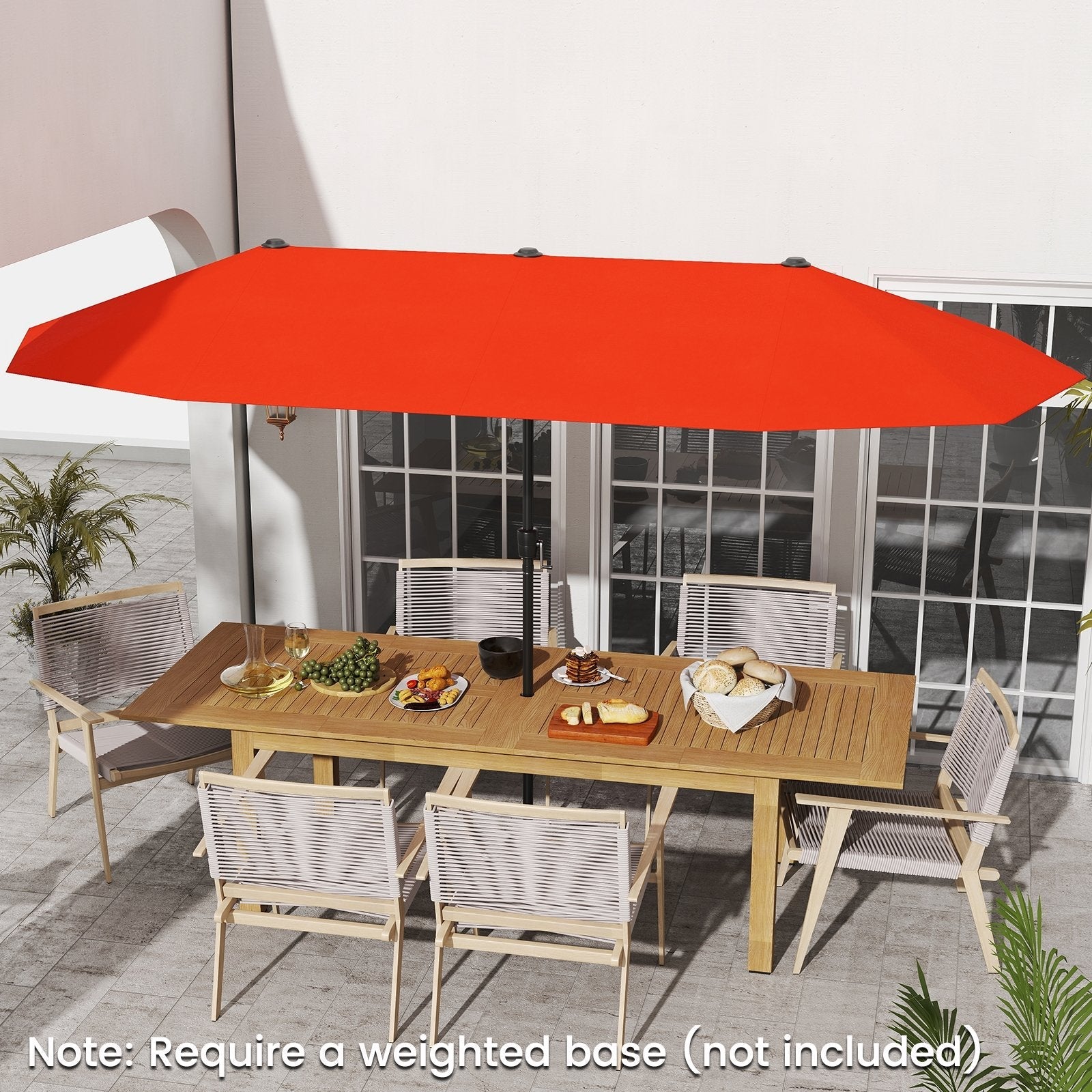 13 FT Large Patio Umbrella Outdoor Double-Sided Table Market Umbrella with Crank Handle-Beige