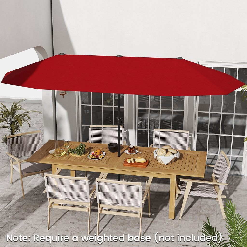 13 FT Large Patio Umbrella Outdoor Double-Sided Table Market Umbrella with Crank Handle-Beige
