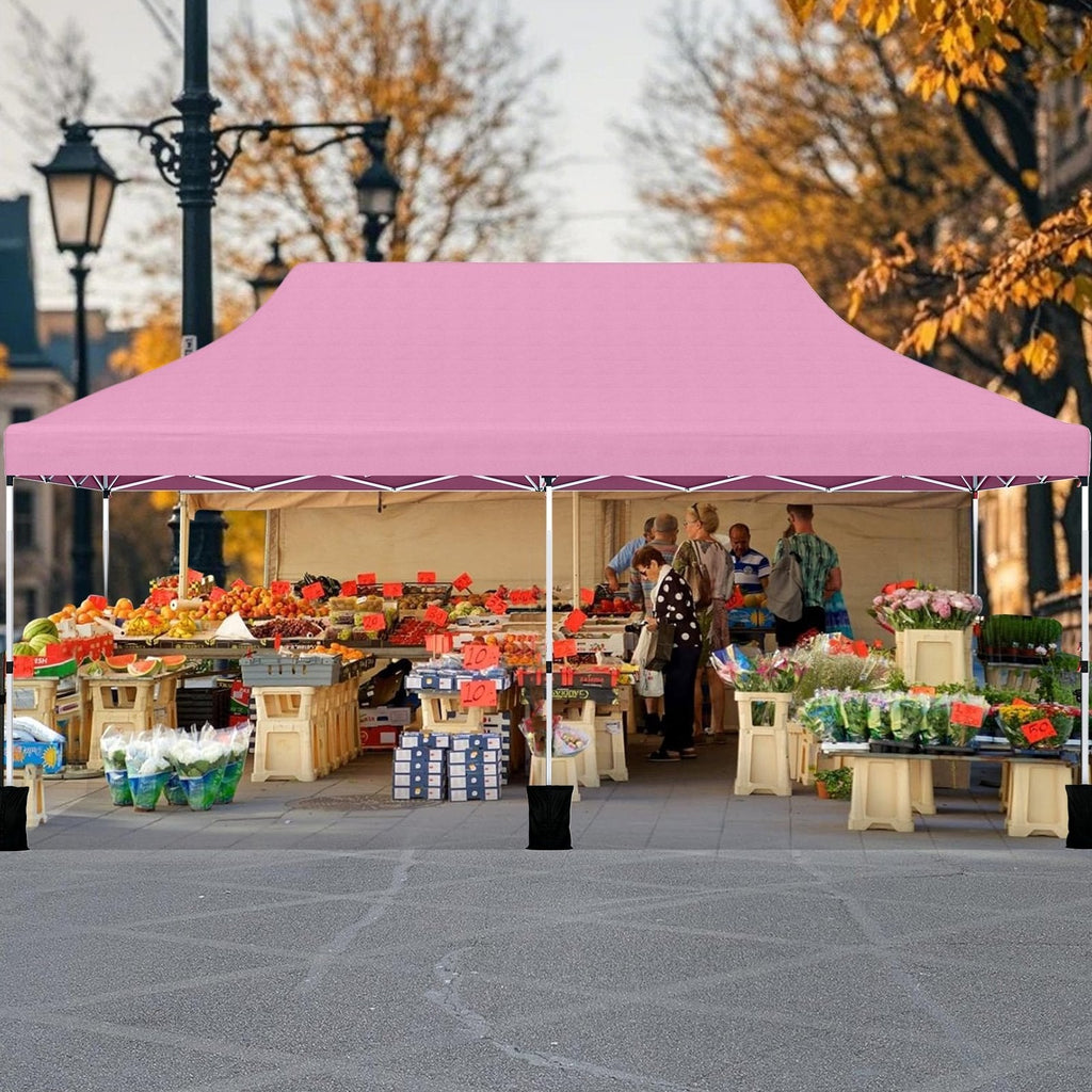 10 X 20 FT Pop up Canopy Tent Foldable Portable Outdoor Gazebo with Carry Bag-Black