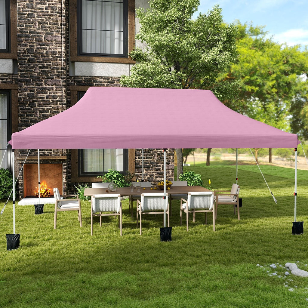 10 X 20 FT Pop up Canopy Tent Foldable Portable Outdoor Gazebo with Carry Bag-Black