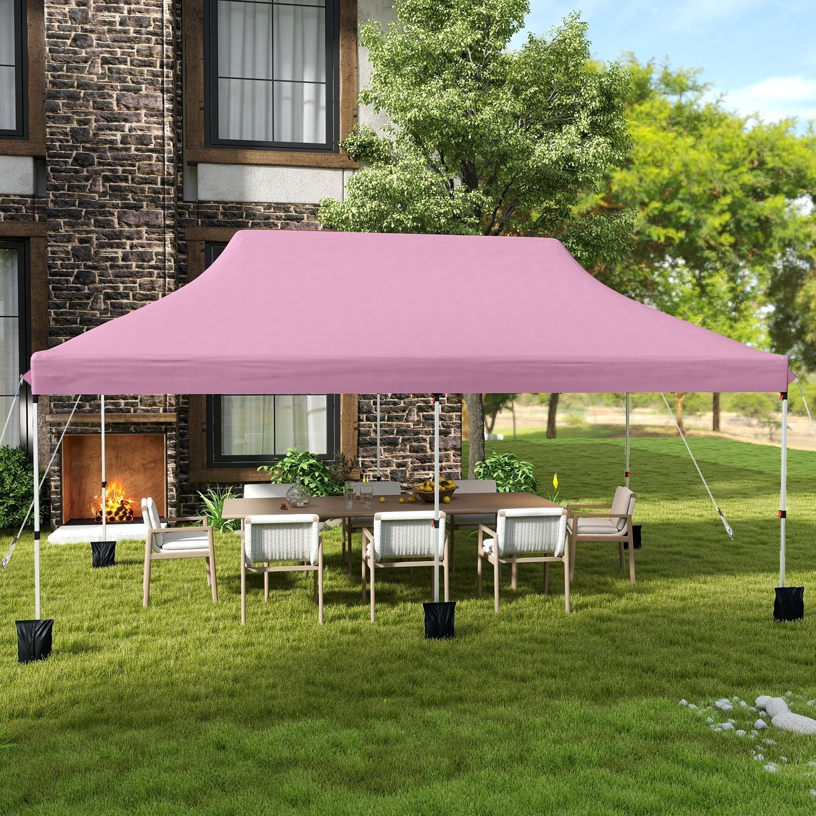 10 X 20 FT Pop up Canopy Tent Foldable Portable Outdoor Gazebo with Carry Bag-Black