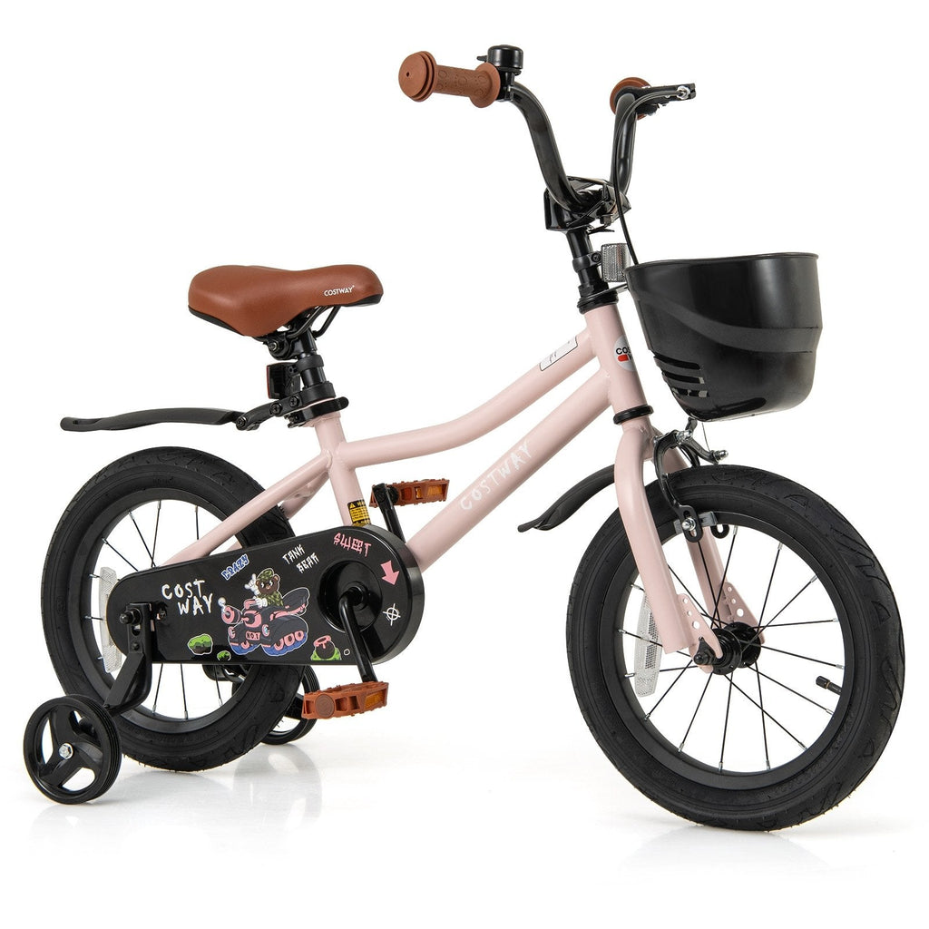 12 Inches Kids Bike with Basket and Adjustable Handlebar for 3-4 Years Old