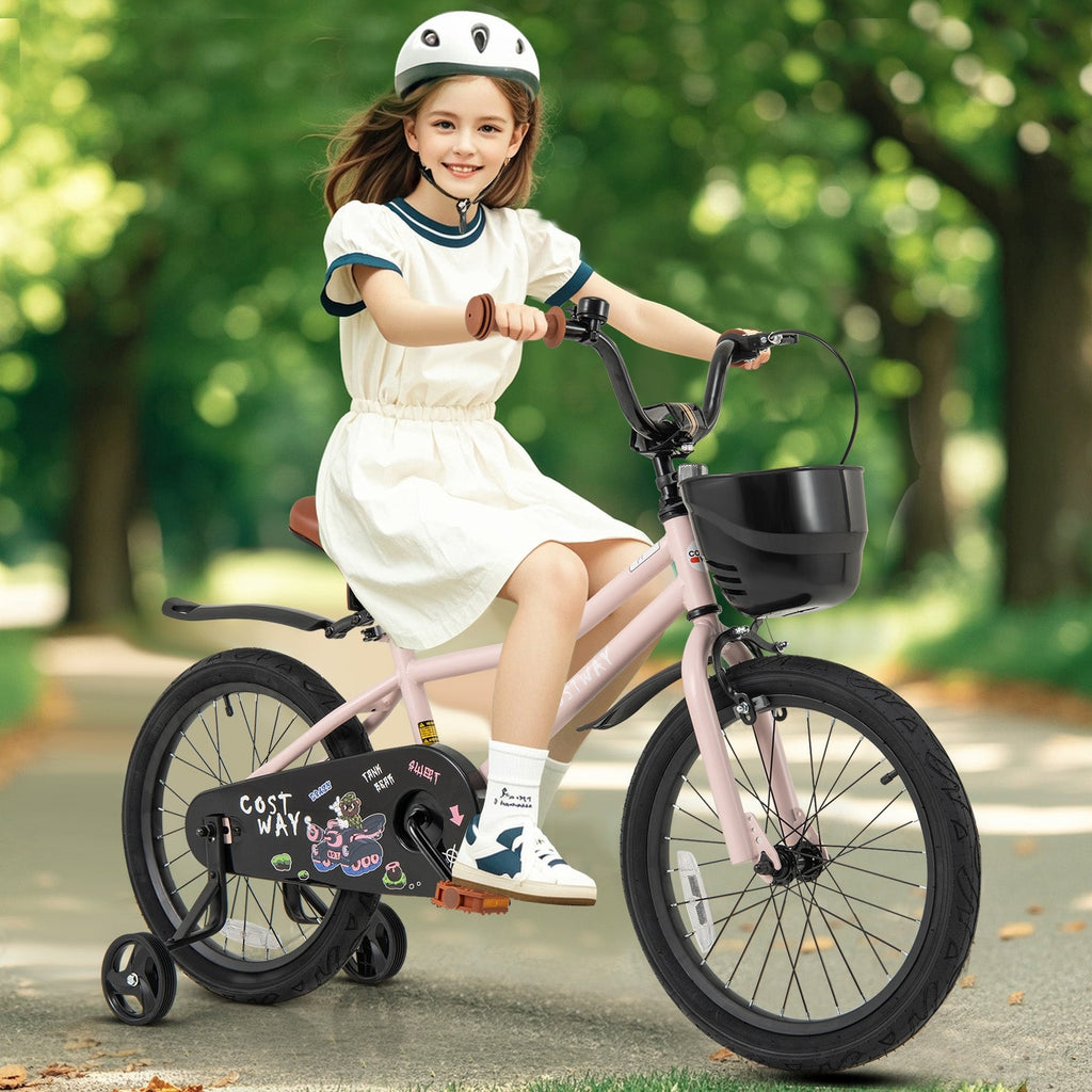 12 Inches Kids Bike with Basket and Adjustable Handlebar for 3-4 Years Old