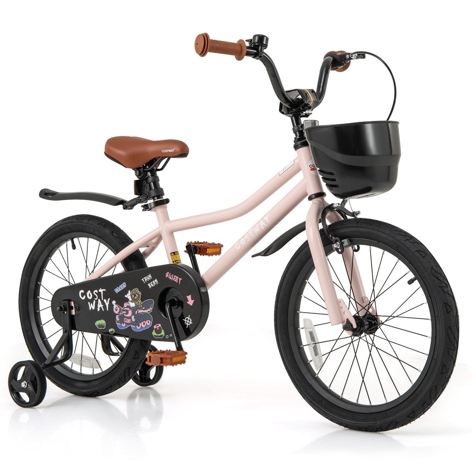 12 Inches Kids Bike with Basket and Adjustable Handlebar for 3-4 Years Old