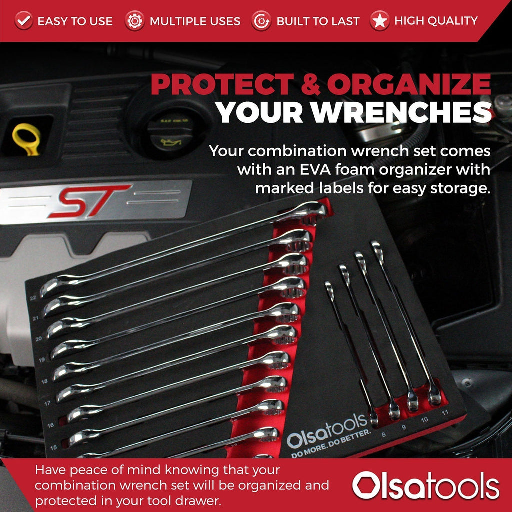 15 Pc Combination Wrench Set | 15-Degree Angle Offset