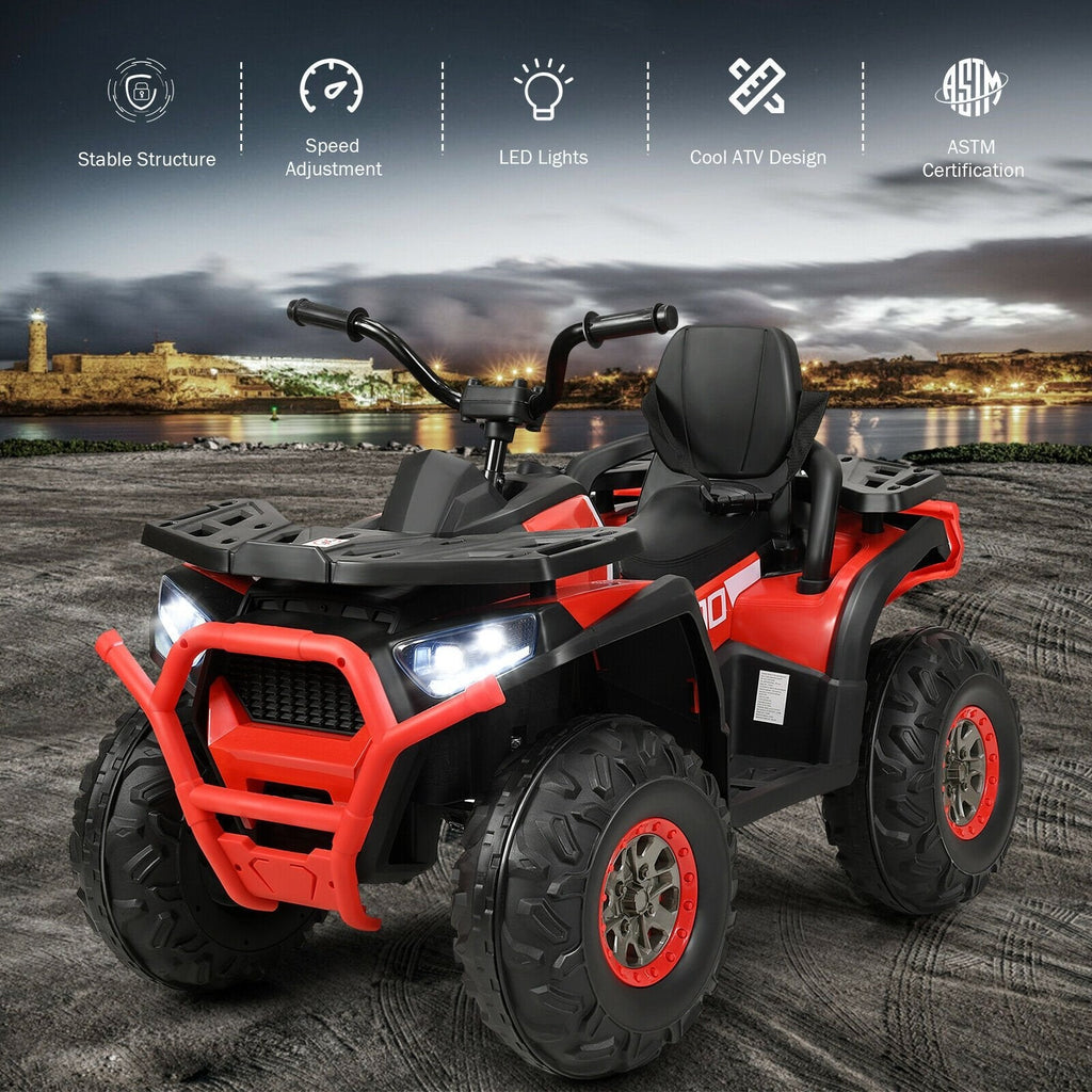 12 V Kids Electric 4-Wheeler ATV Quad with MP3 and LED Lights-Black