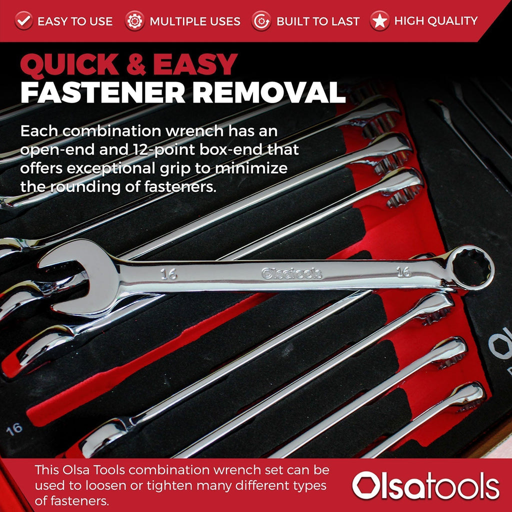 15 Pc Combination Wrench Set | 15-Degree Angle Offset