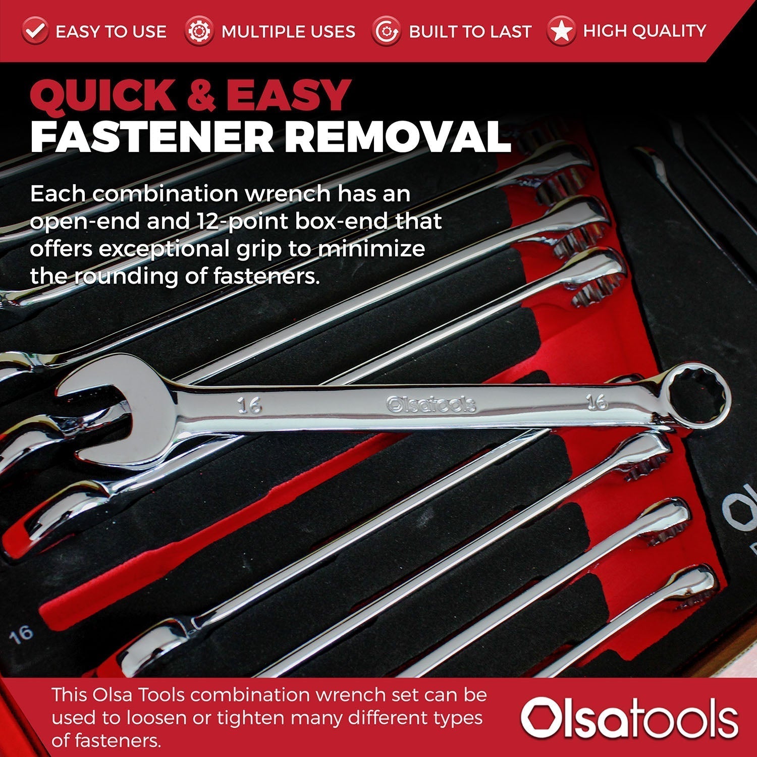 15 Pc Combination Wrench Set | 15-Degree Angle Offset