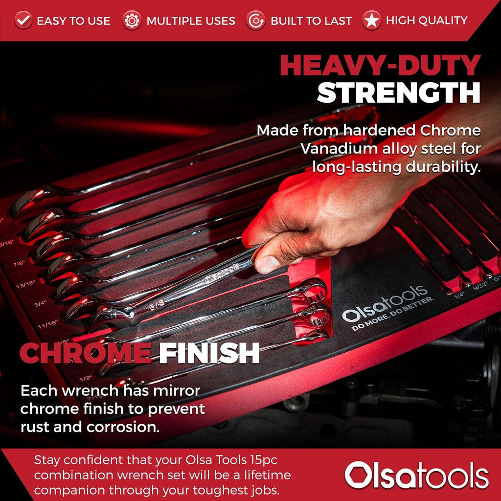 15 Pc Combination Wrench Set | 15-Degree Angle Offset