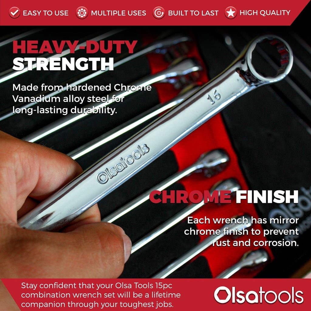 15 Pc Combination Wrench Set | 15-Degree Angle Offset