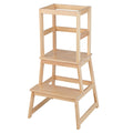 2-in-1 Multifunctional Toddler Step Stool with Safety Rail-Natural