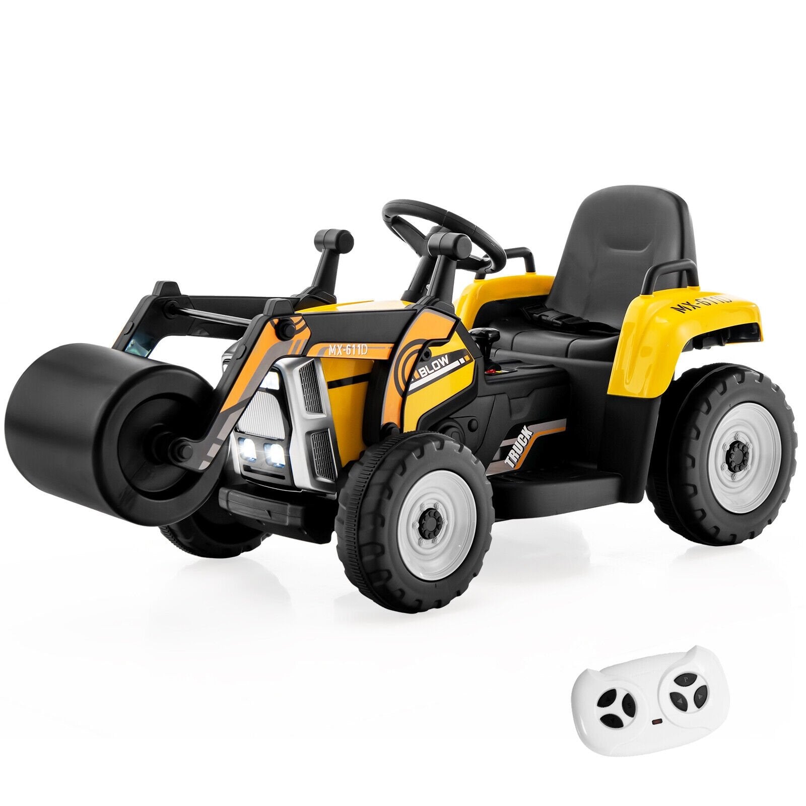 12V Kids Ride on Road Roller with 2.4G Remote Control-Blue