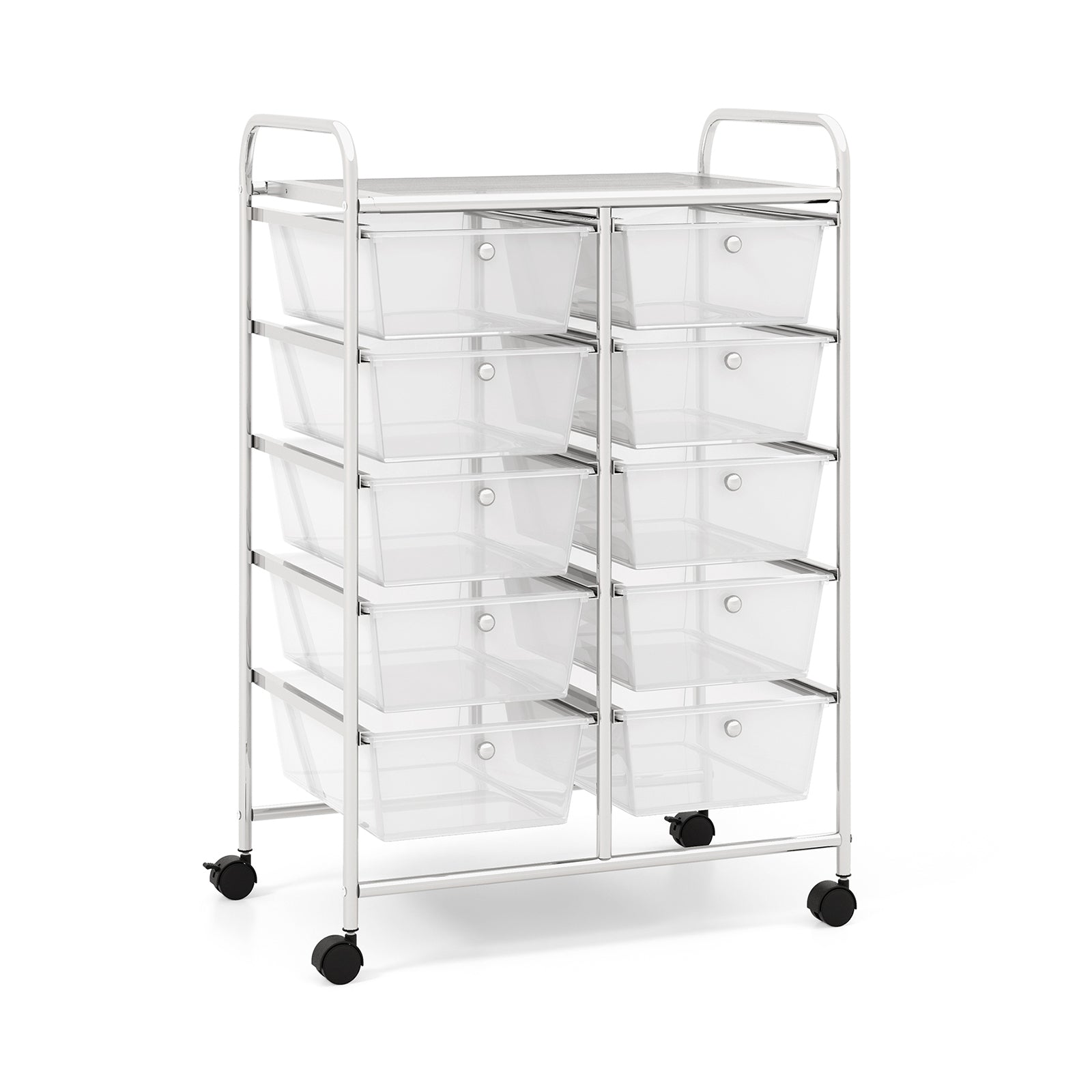 10-Drawer Rolling Storage Cart-Beige & Gray