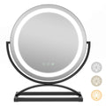 16 Inch Round Makeup Vanity Mirror with 3 Color Dimmable LED Lighting-Black