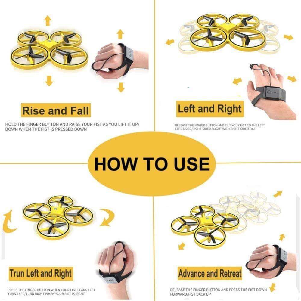 2024 New Mini Quadcopter Drone with Smart Watch & Gesture Control for Kids