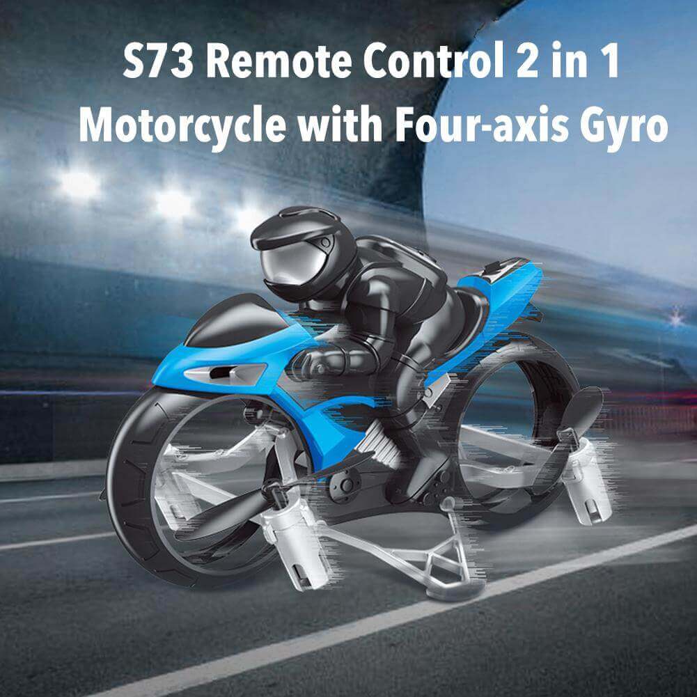 2.4GHz RC Motorcycle 2 In 1 Land Air Flying Motos Drone Toys With 360 Degree Rotation Drift Electric Motorcycle For Children