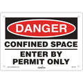 "Confined Space" Sign, 7" x 10", Aluminum, English