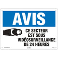 "Sous vidéosurveillance" Sign, 10" x 14", Aluminum, French with Pictogram