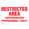"Authorized Personnel Only" Sign, 10" x 14", Plastic, English