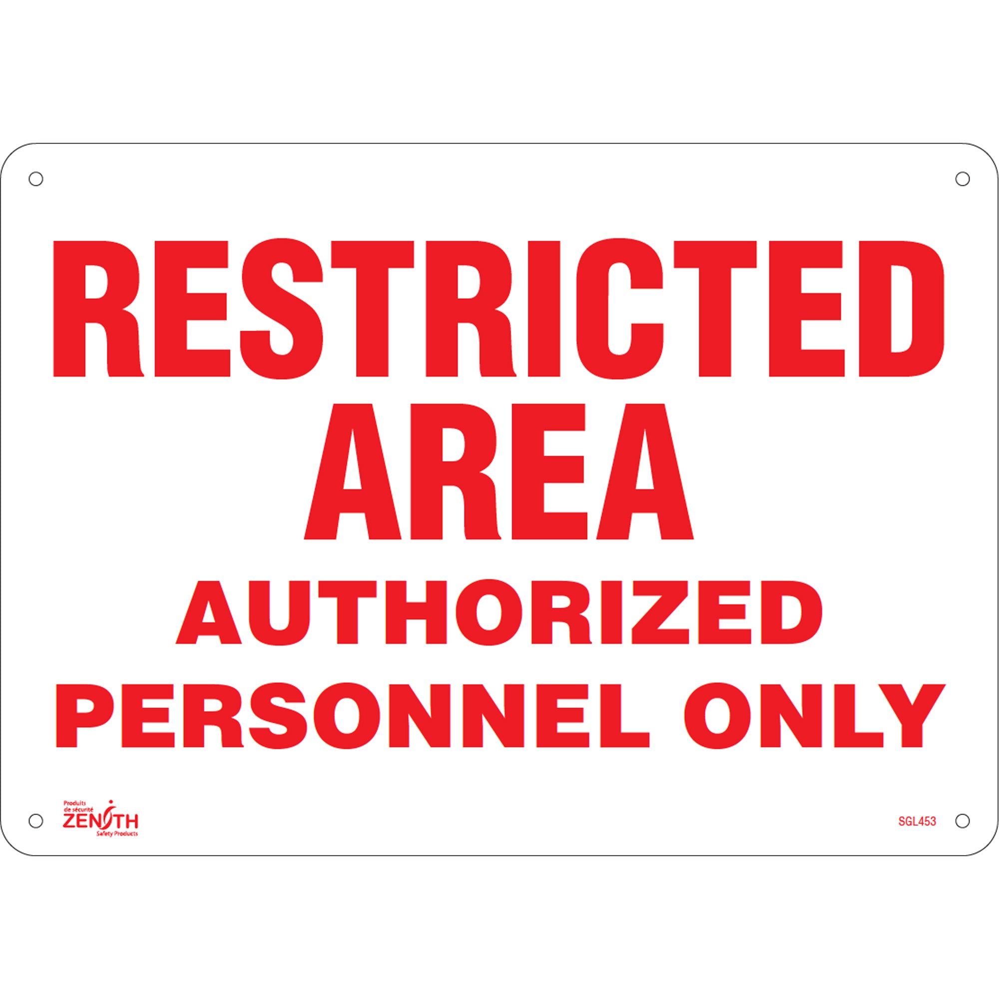 "Authorized Personnel Only" Sign, 10" x 14", Plastic, English