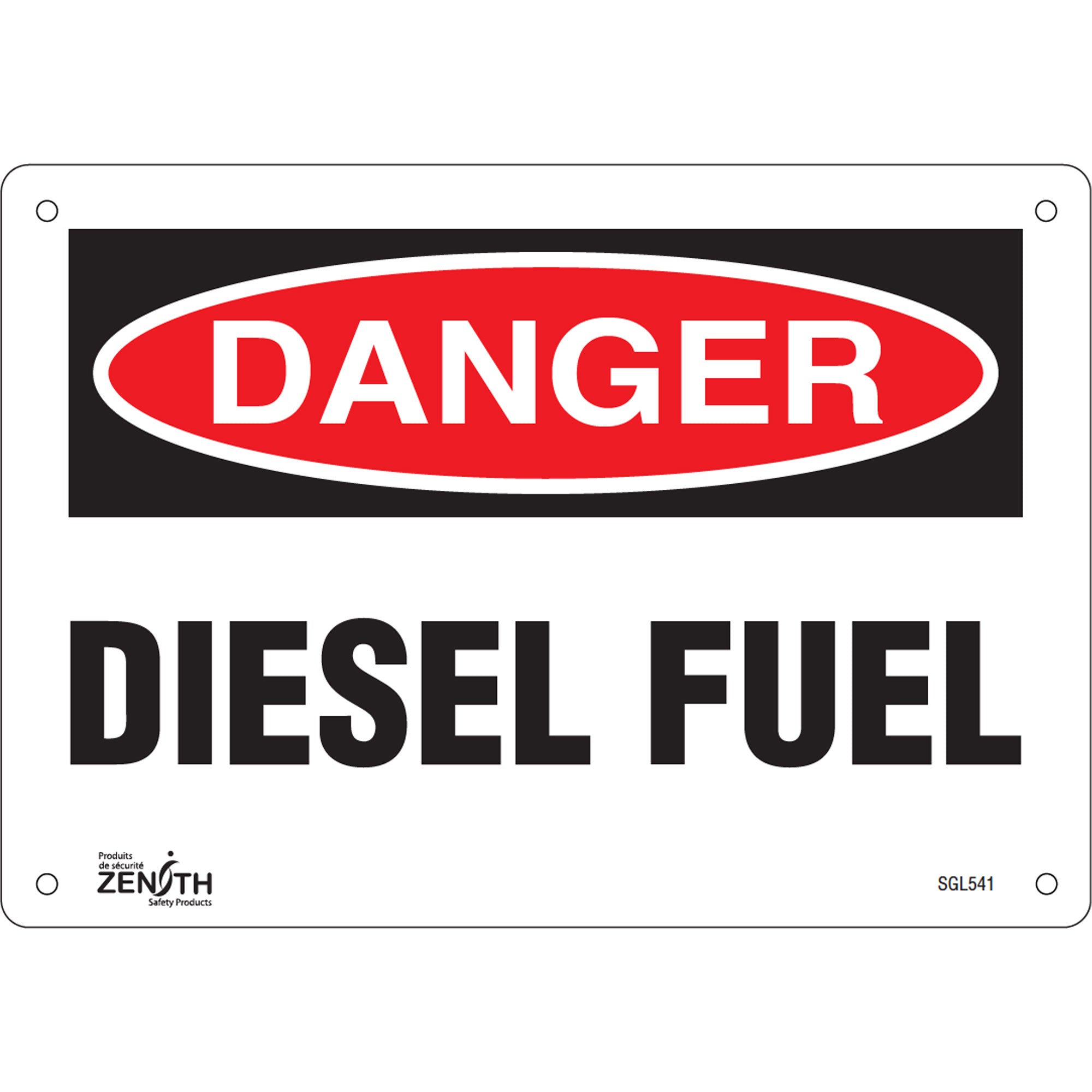 "Diesel Fuel" Sign, 7" x 10", Aluminum, English
