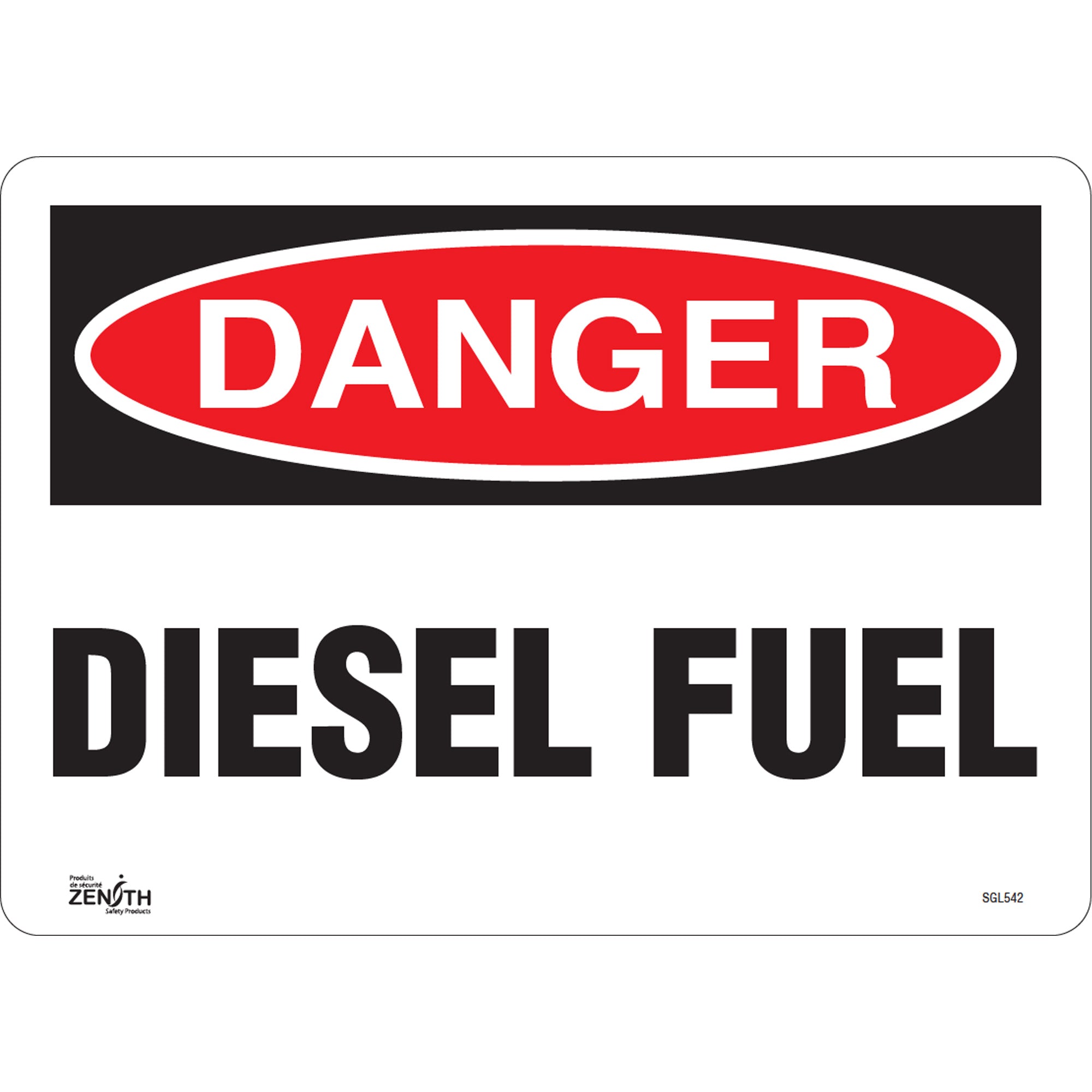 "Diesel Fuel" Sign, 10" x 14", Vinyl, English