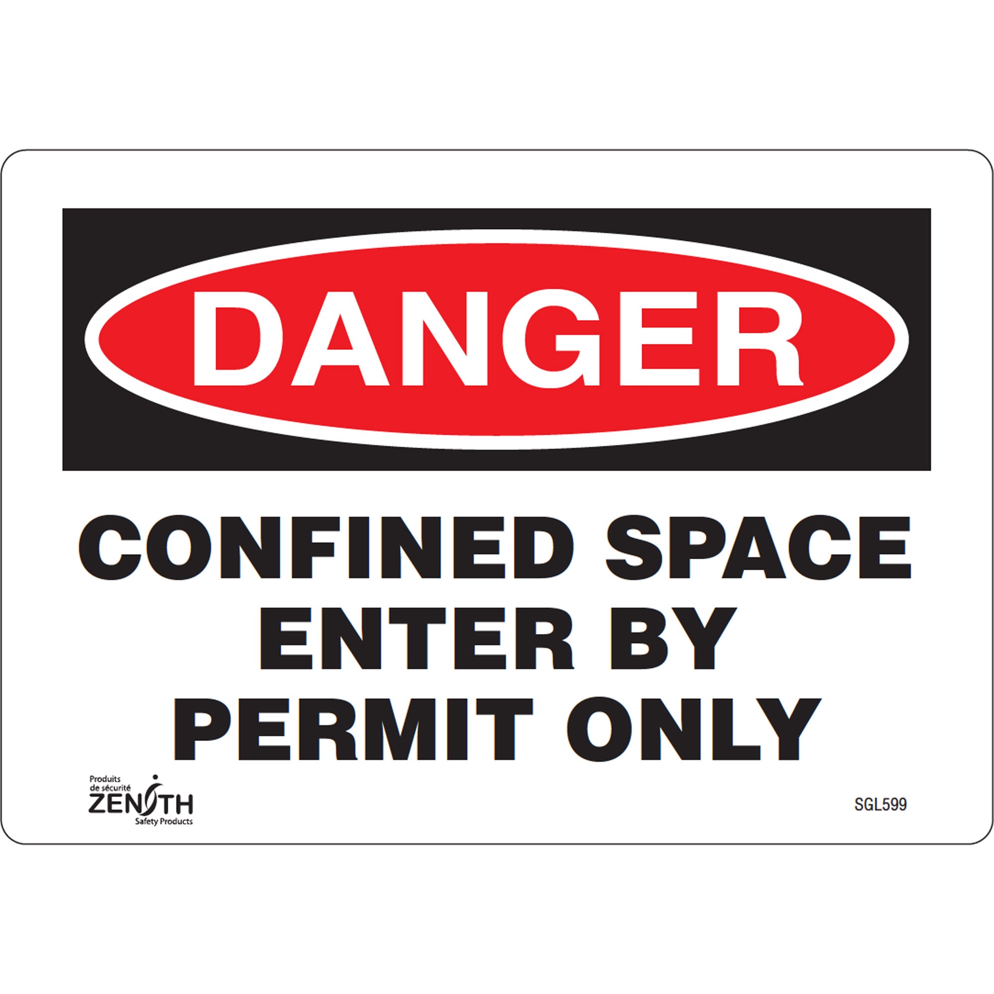 "Confined Space Enter By Permit Only" Sign, 7" x 10", Vinyl, English
