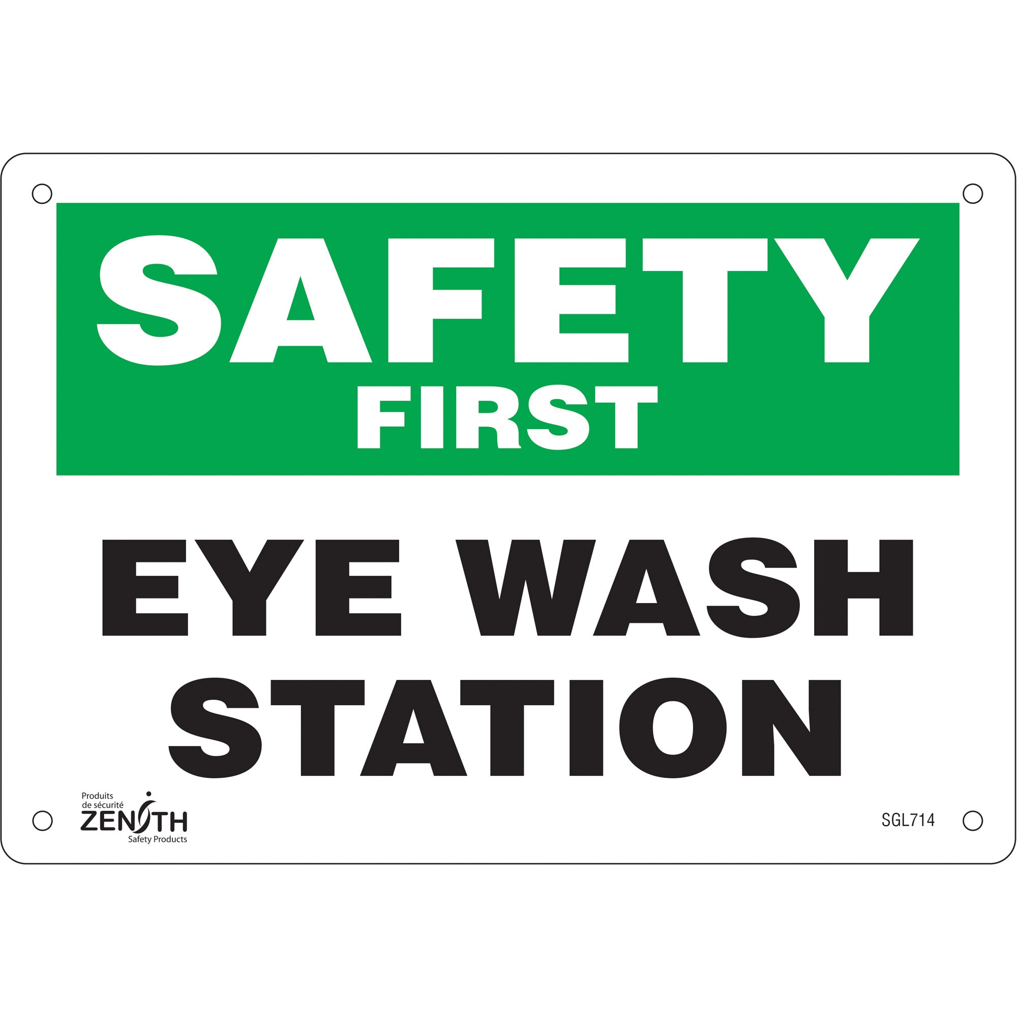 "Eye Wash Station" Sign, 7" x 10", Plastic, English