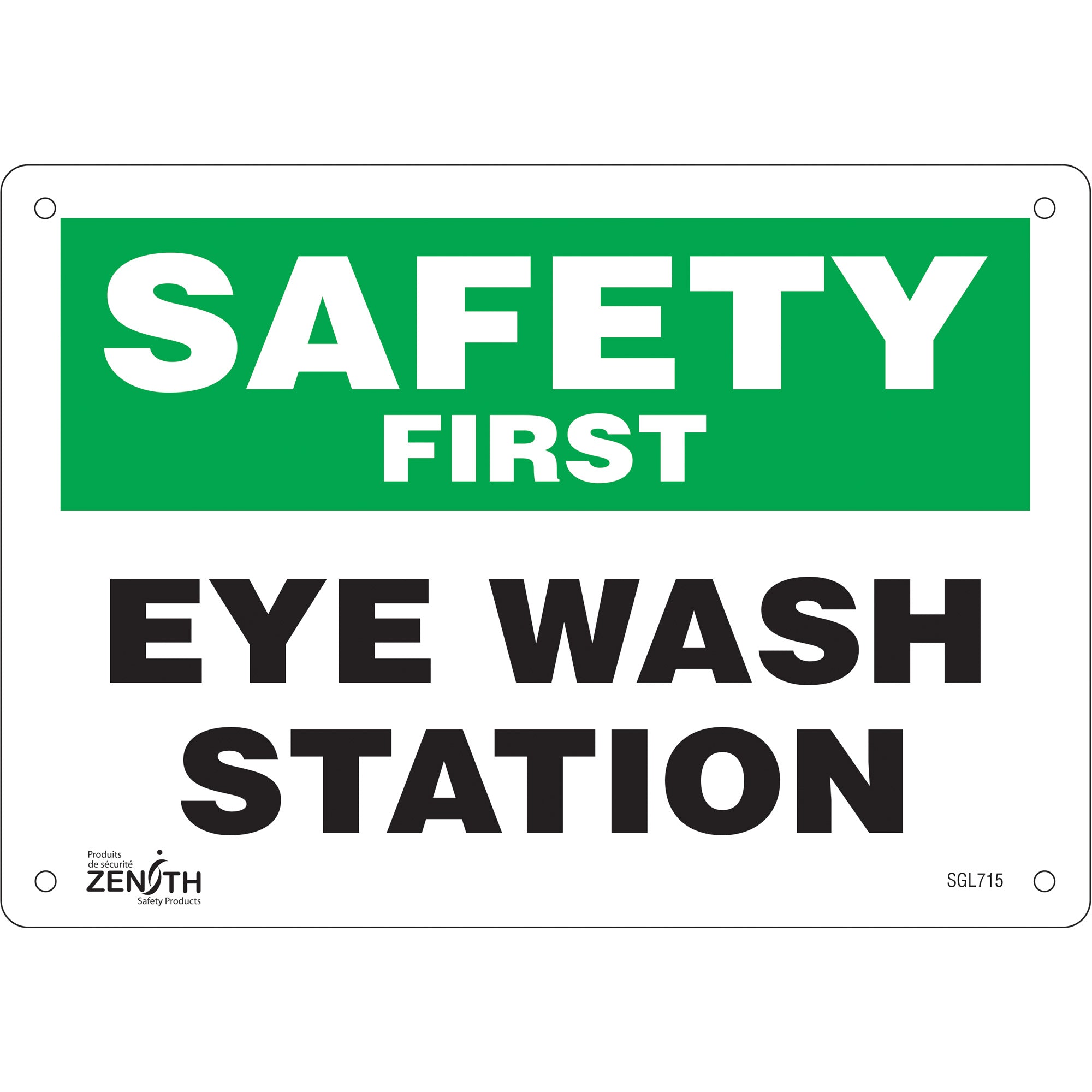 "Eye Wash Station" Sign, 7" x 10", Aluminum, English