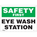 "Eye Wash Station" Sign, 10" x 14", Plastic, English