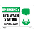 "Eye wash Station Keep Area Clear" Sign, 7" x 10", Vinyl, English with Pictogram