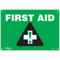 "First Aid" Sign, 7" x 10", Plastic, English with Pictogram