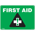 "First Aid" Sign, 10" x 14", Plastic, English with Pictogram
