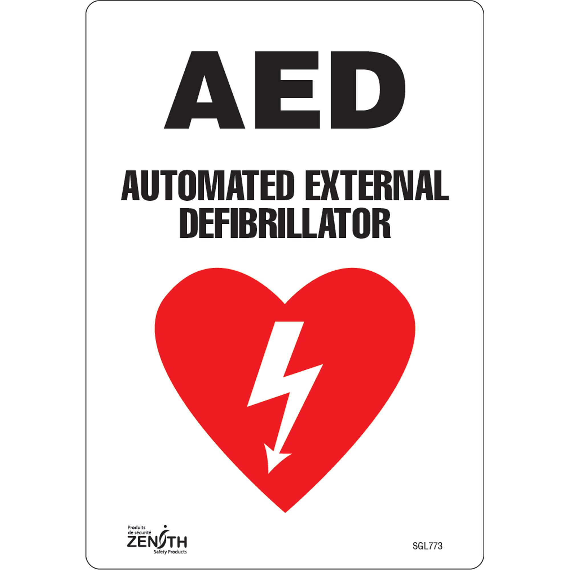 "AED Automated External Defibrillator" Sign