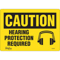 "Hearing Protection Required" Sign, 7" x 10", Vinyl, English with Pictogram