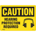 "Hearing Protection Required" Sign, 10" x 14", Plastic, English with Pictogram
