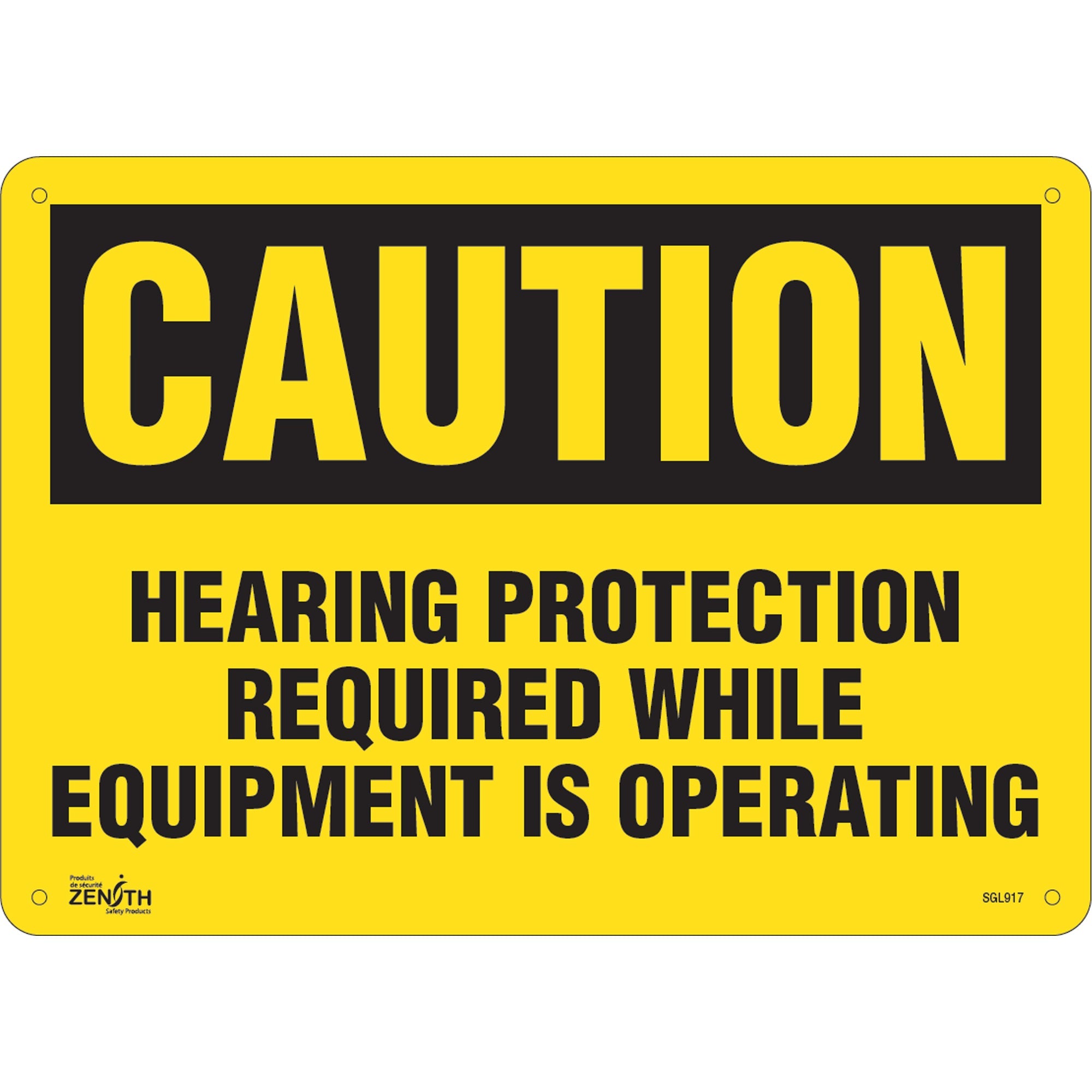 "Hearing Protection Required" Noise Hazard Sign, 10" x 14", Plastic, English