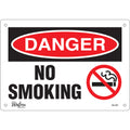"No Smoking" Sign, 7" x 10", Aluminum, English with Pictogram