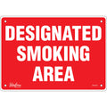 "Designated Smoking Area" Sign, 7" x 10", Aluminum, English