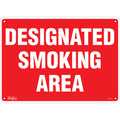 "Designated Smoking Area" Sign, 10" x 14", Aluminum, English