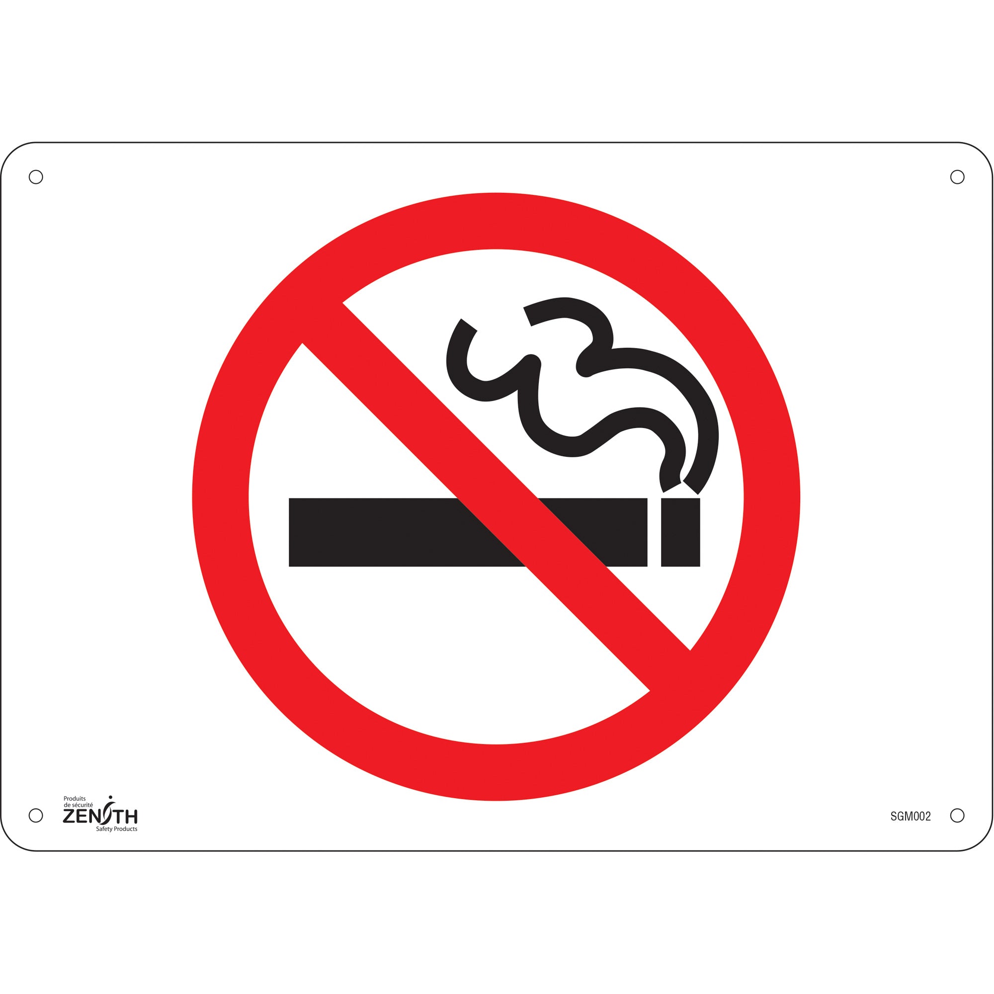 "No Smoking" Sign, 10" x 14", Plastic, Pictogram