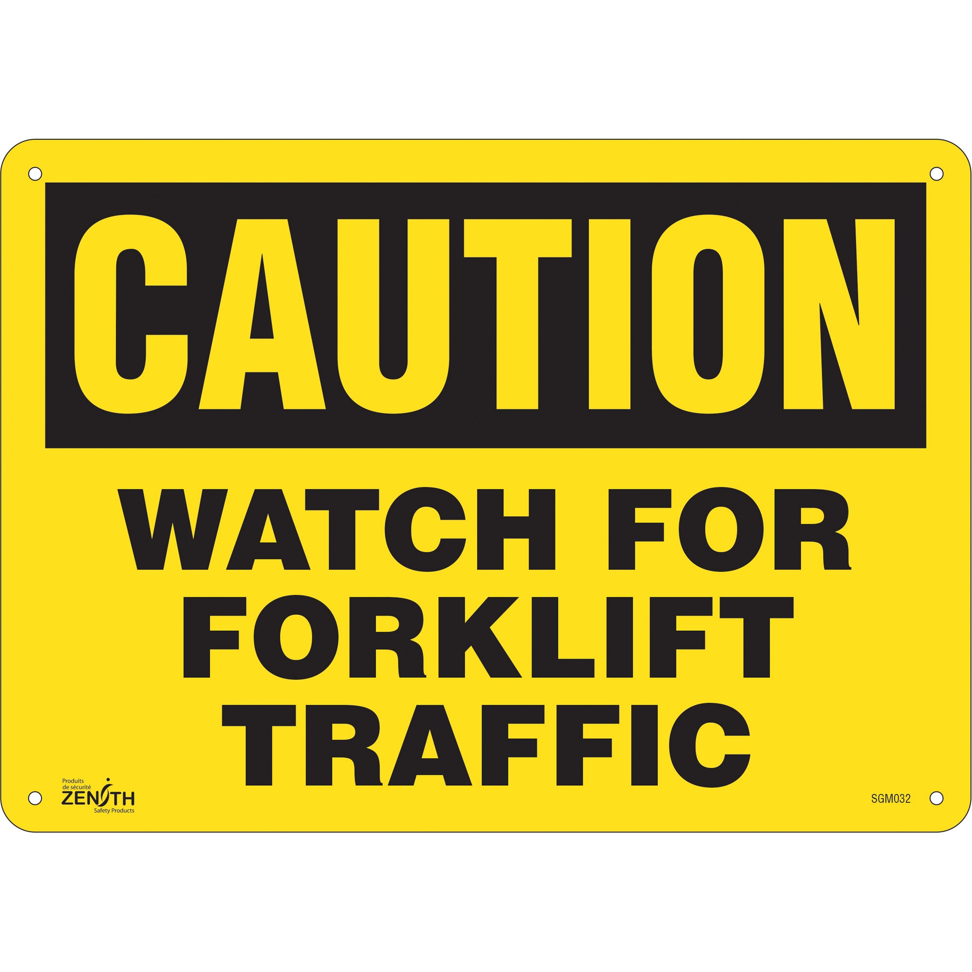 "Watch For Forklift" Sign, 10" x 14", Plastic, English