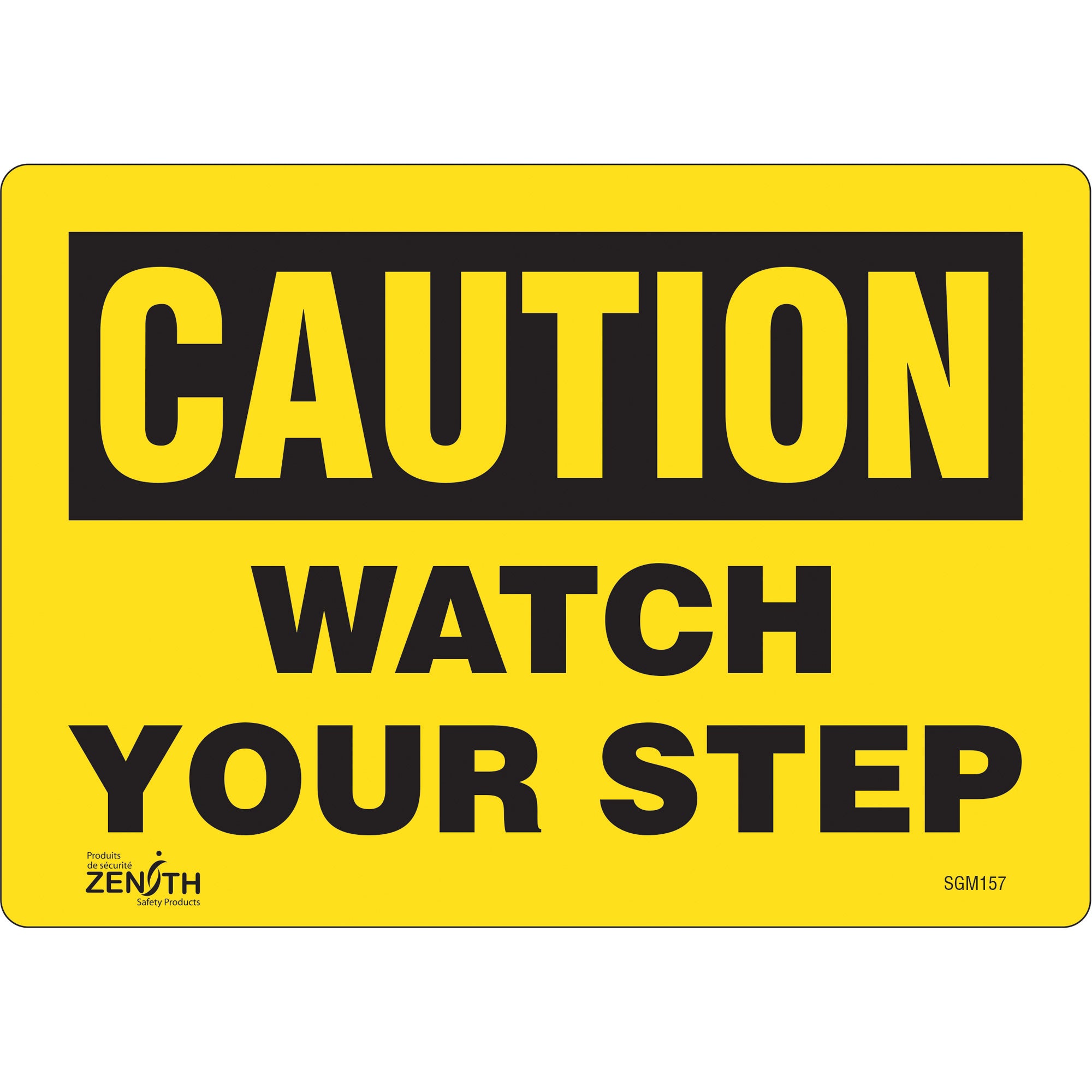 "Watch Your Step" Sign, 7" x 10", Vinyl, English